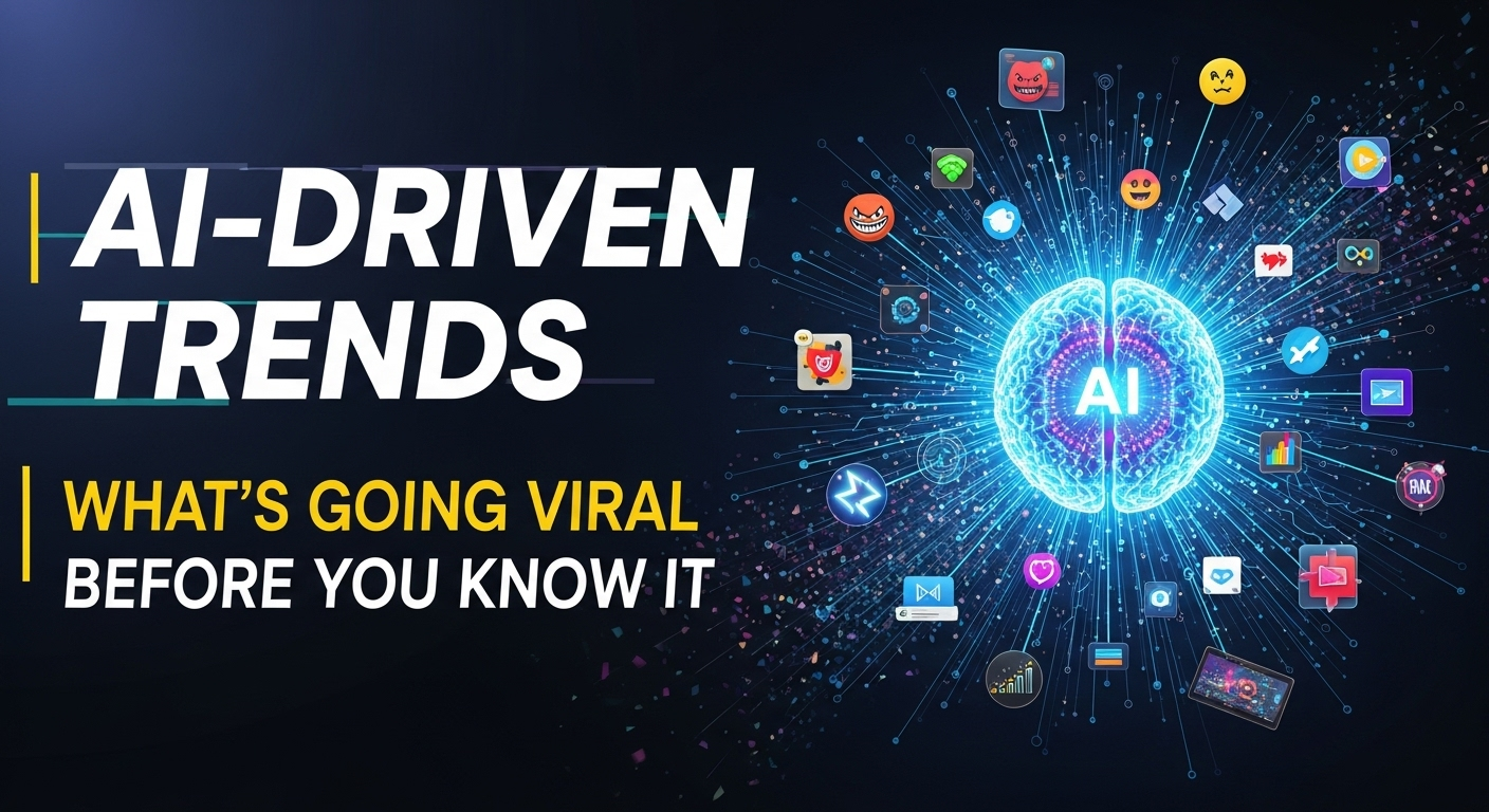 AI algorithms analyzing and predicting viral trends on social media.